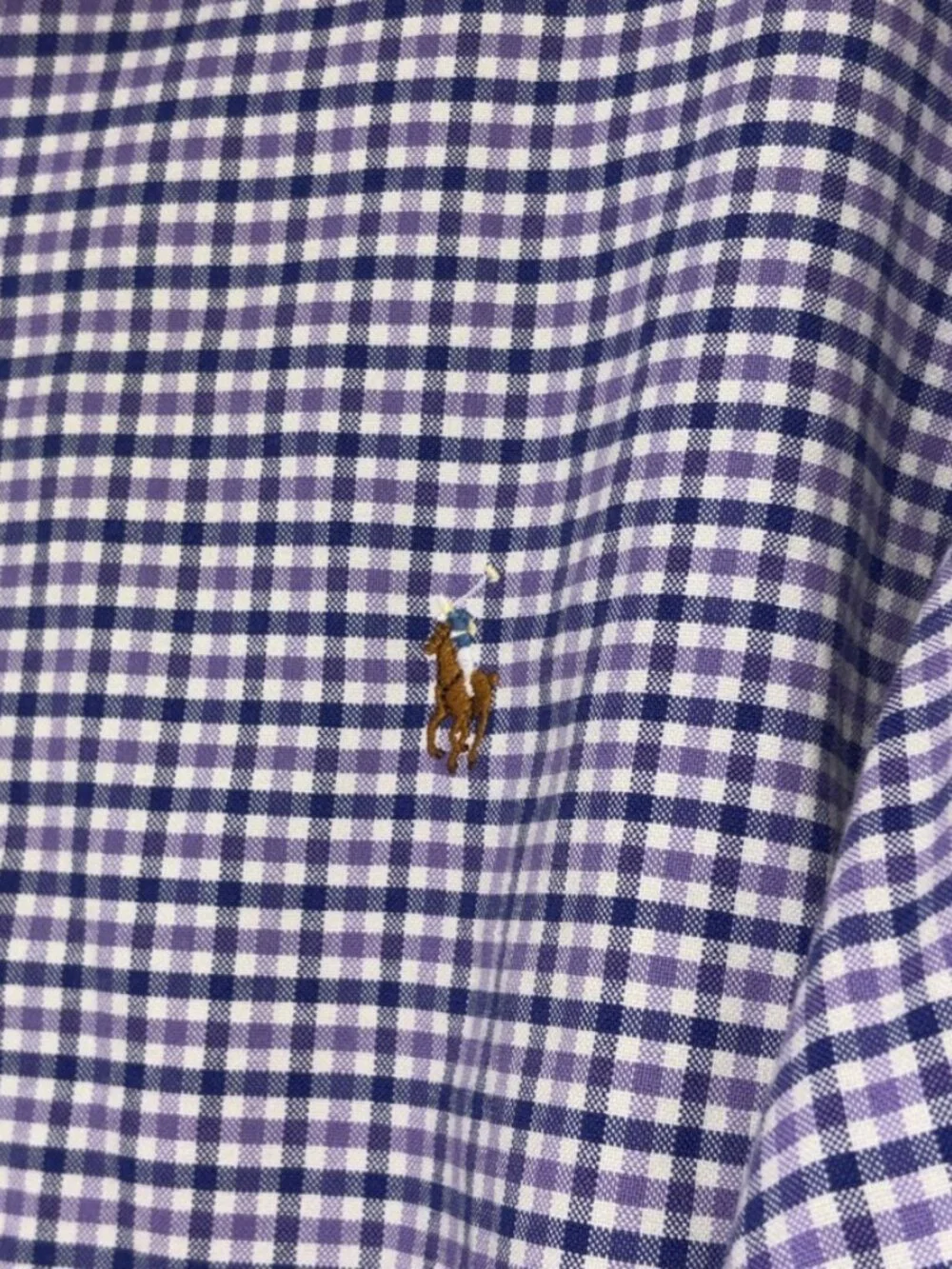 Men's Polo Ralph Lauren Navy Purple Gingham Plaid Long Sleeve Button Down XXL
